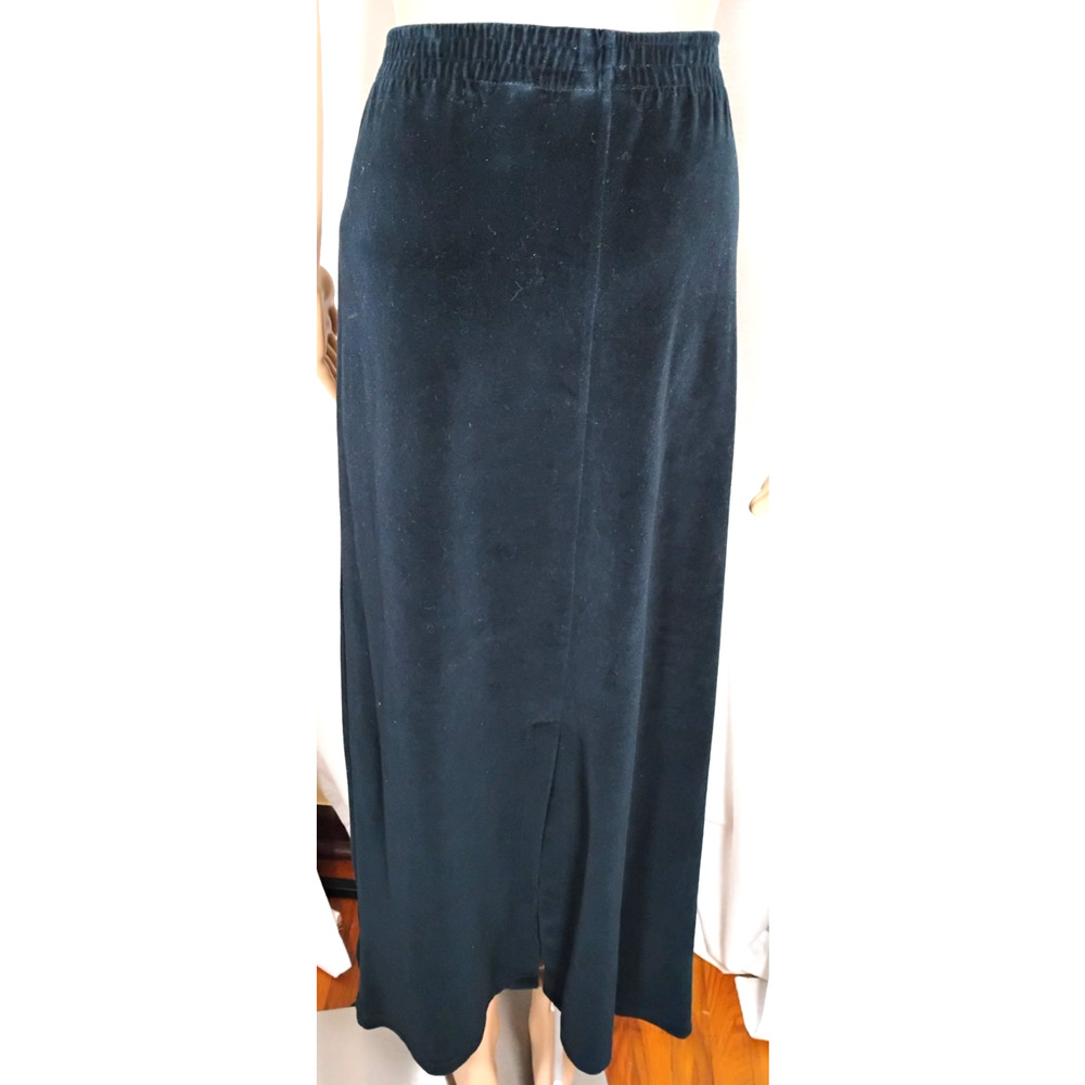 Black Velour Maxi Skirt Elastic Waist Goth Boho Romantic - Picture 3 of 11